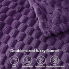 BEDELITE Fleece Throw Blanket for Couch & Bed - 3D Jacquard Decorative Purple Blanket, Super Soft and Cozy Warm Fuzzy Blanket All Seasons Suitable, 50x60Inches