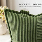 MIULEE Spring Decorative Throw Pillow Covers for Couch Bed Livingroom 16x16 Inch Set of 2 Moss Green Boho Accent Throw Pllows Broadside Striped Patchwork Soft Corduroy Summer Pillowcases