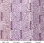 Exclusivo Mezcla Fleece Throw Blanket for Couch,Super Soft and Warm Lightweight Checkered Pattern Blanket for All Seasons, 50x60 Inches, Light Purple