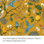 94 Inches Long Custom Satin Window Treatments,Retro Art Deco Floral Hummingbird Patterned Pretty Elegant Mustard Yellow Light Blocking Grommet Curtains Two Pages Curtains for Bedroom Playroom Room