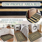 Front Door Mat Outside Entrance - 2x3 Modern Non-Slip Washable Doormat Indoor Outdoor Entrance Black Tan Geometric Bordered Rug Small Throw Rugs for Entryway Bedroom Kitchen Front Porch Decor