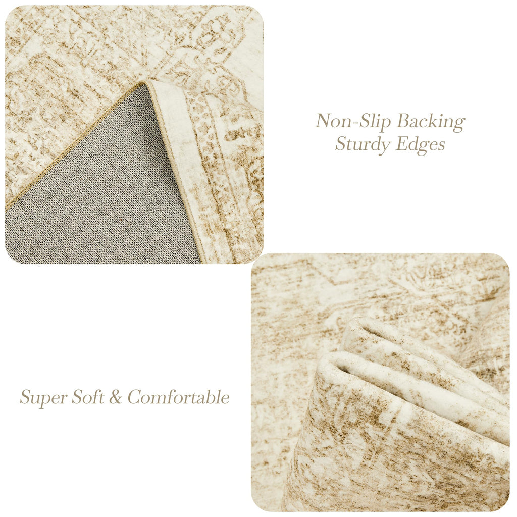 Soalmost Washable Area Rug 8x10 Large Soft Living Room Rugs Beige/Ivory