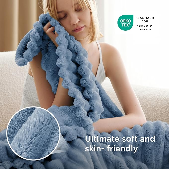 Bedsure GentleSoft Twin Blanket for Couch - Cozy Soft Blankets for Women, Cute Small Throws for Girls, Blue, 60x80 Inches