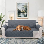 Reversible Sofa Covers Couch Cover Furniture Protector for Dogs Elastic Straps Water Resistant(Sofa,Dark Blue/Light Grey)