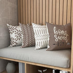 YCOLL Pillow Covers 18x18 Set of 4, Modern Sofa Throw Pillow Cover, Decorative Outdoor Linen Fabric Pillow Case for Couch Bed Car, Khaki