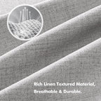 MIULEE 100% Blackout Linen Curtains for Bedroom, Greyish White Solid Luxury Decor Thermal Insulation Room Darkening Drapes for Living Room Nursery Back Tab Rod Pocket 42 x 63 Inches, 2 Panels