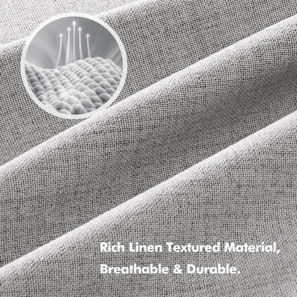 MIULEE 100% Blackout Linen Curtains 42 x 63 Inch Greyish White 2 Panels