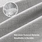 MIULEE 100% Blackout Linen Curtains 42 x 63 Inch Greyish White 2 Panels