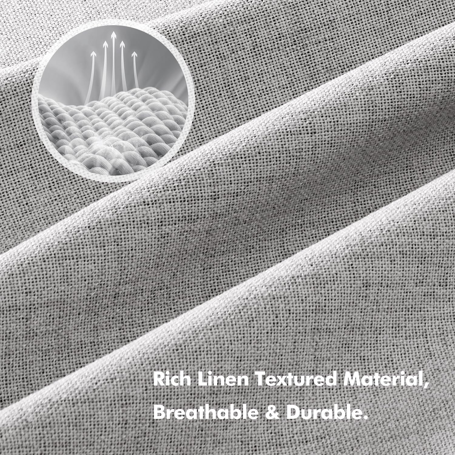 MIULEE 100% Blackout Linen Curtains 42 x 63 Inch Greyish White 2 Panels