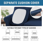 H.VERSAILTEX 4 Piece Stretch Sofa Covers for 3 Cushion Couch Covers for Living Room Furniture Slipcovers (Base Cover Plus 3 Seat Cushion Covers) Upgraded Thicker Jacquard Fabric (Sofa, Navy)