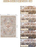 Entryway Rug - 2x3 Washable Rug Runner for Bathroom, Laundry Room, Kitchen, Soft Vintage Hallway Runner for Bedroom, Non-Slip Door Mat Indoor Entrance(Orange,2'x3')