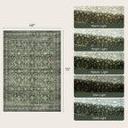 4x6 Area Rugs for Entryway, Green Washable Non-Slip Area Rug for Kitchen