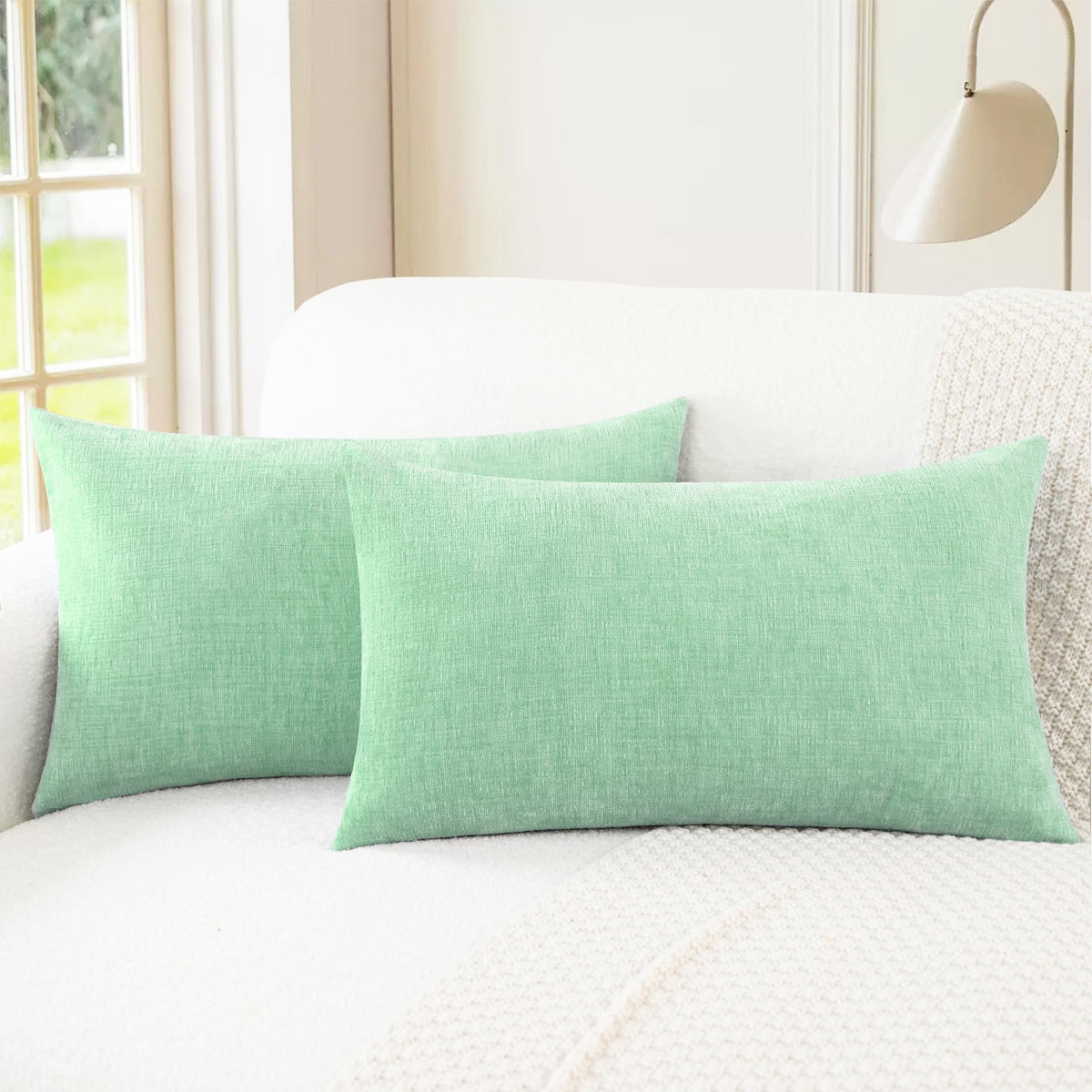 CaliTime Decorative Couch Throw Pillow Covers 20 X 12 Inches Navy Blue