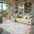 Babovid Grey Floral Area Rug 4x6 for Bedroom Dining Room