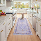 Area Rugs 2'x6' Runner Rug Non Slip Washable for Kitchen Hallway Bedroom Beside Laundry Room Bathroom Rug, Floor Carpet, Light Purple Brown