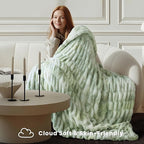 Ultra Soft Cozy Faux Fur Throw Blanket, Fuzzy Plush Thick Bubble Blanket, Oversize Luxury Fluffy Blanket for Couch, Sofa, Bedroom, and Living Room,50x60 Inches,Double Sided Tie-Dye Sage