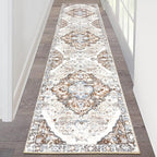 HEBE Hallway Runner Rug 2'x8' Washable Vintage Distressed Area Rugs Non Slip Laundry Rug Runner Boho Floor Carpet Runners for Hallways Entryway Laundry Room Kitchen Bathroom