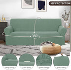 U-NICE HOME Stretch Couch Cover Sofa Cover Sofa Slipcover Furniture Protector for 4 Cushion Couch Sofa Pet Friendly(Oversized Sofa, Cyan)