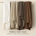 EVERGRACEHOME Chunky Chenille Knit Throw Blanket, 60 x 80, Sand Dune