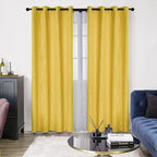 Deconovo Blackout Curtains 108 Inches Long, Yellow Drapes with Wave Dots Foil Print, Thermal Insulated Soundoroof Curtain for Living Room Bedroom, 52 x 108 Inch, Machine Washable Panels, Set of 2