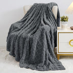 Aganear Twin Blanket - 3D Stylish Design, Luxury Portable Lightweight Blanket Super Soft, Fluffy, Warm, Cozy, Fuzzy for Couch Living Room Bed Outdoors Office Travel(60"×80", Gray)