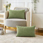 MIULEE Soft Chenille Lumbar Throw Pillow Covers Sage Green 12x20 Pack of 2