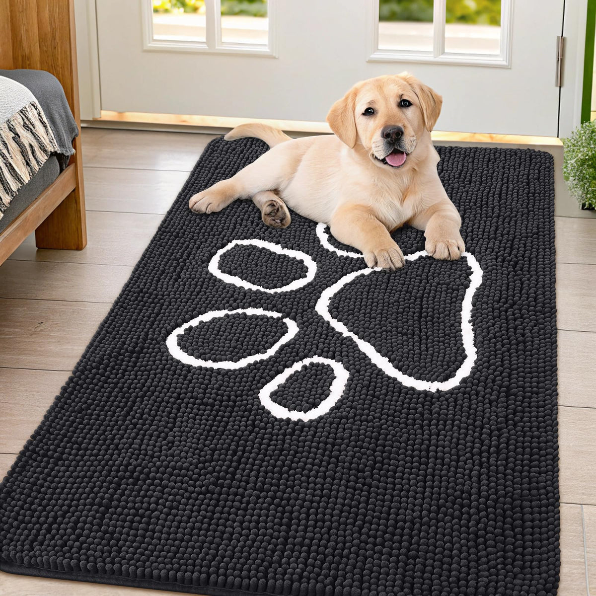 Smiry Dog Door Mat for Muddy Paws, Absorbent Non Slip Dirt Trapper, 44x32