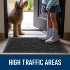 OLANLY Front Door Mat Outside 47x32, All-Season Absorbent Rubber Doormat
