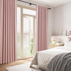 Guken Pink 100% Blackout Linen Curtains 120 Inch 2 Panels Set for Girl's Bedroom, Living Room, Nursery, Back Tab/Rod Pocket Thermal Insulated Black Out Drapes Farmhouse for Bedroom Window Curtains