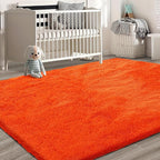 Shag Area Rugs for Bedroom Living Room,Orange 4X6 Ultra Soft Fluffy Area Rugs for Dorm, Indoor Carpet Nursery Rugs for Kids Room Home Halloween Decor