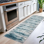KOZYFLY Modern Abstract Hallway Runner Rug, 2x6 Washable Rug Runner Non-Slip Soft Striped Kitchen Runner Rugs, Print Blue Carpet Runner for Entryway Bathroom Laundry Room Foyer
