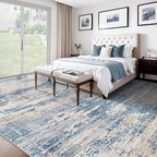 10x14 Area Rugs for Living Room, Washable Modern Abstract Large Area Rug Neutral Soft Non Slip Kids Rug Stain Resistant Indoor Carpet for Bedroom Dining Room Playroom Office(BlueBeige, 10'x14')