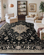 RELEANY Washable Area Rug, Large 10'x14', Black/Neutral