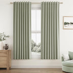 Sage Green 100% Blackout Curtains 63 Inch Length 2 Panels Set for Living Room Bedroom Back Tab Thermal Insulated Black Out Linen Drapes Room Darkening Window Curtains 63 Inches Long