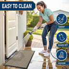 Smiry Front Door Mat Outside Entrance, Heavy Duty Natural Rubber Doormat, Non Slip, Trap Dirt and Moisture, Easy Clean, Low Profile Welcome Floor Mats for Indoor Outdoor Entry, 59x23 Inch, Beige