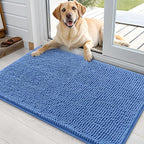 OLANLY Dog Door Mat for Muddy Paws 35x24, Absorbs Moisture and Dirt, Absorbent Non-Slip Washable Doormat, Quick Dry Chenille Mud Mat, Entry Indoor Entryway Carpet for Inside Floor, Cornflower Blue