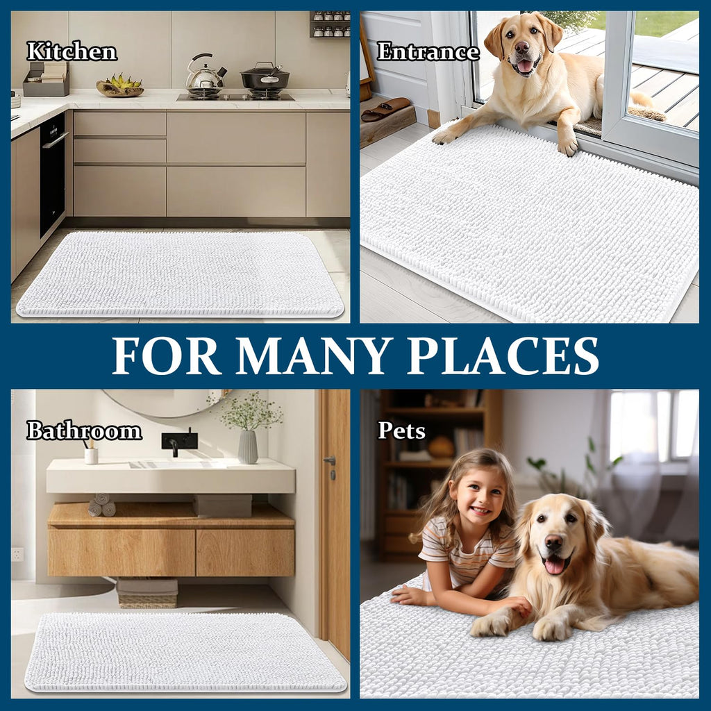 OLANLY Dog Door Mat for Muddy Paws 45x27, Super Absorbent Chenille Mud Mat
