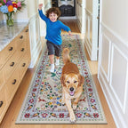 HEBE Washable Hallway Runner Rug 2'x 8' Non Slip Kitchen Rugs Runner,Low Pile Entryway Rug Laundry Room Mat Floral Carpet Runners for Hallways, Kitchen,Bathroom,Laundry,Bedside Rug
