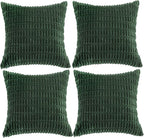 Fancy Homi 4 Packs Decorative Throw Pillow Covers for Living Room Couch Bed, Modern Farmhouse Boho Home Décor Accent Cushion Case, 18" x 18", Forest Green