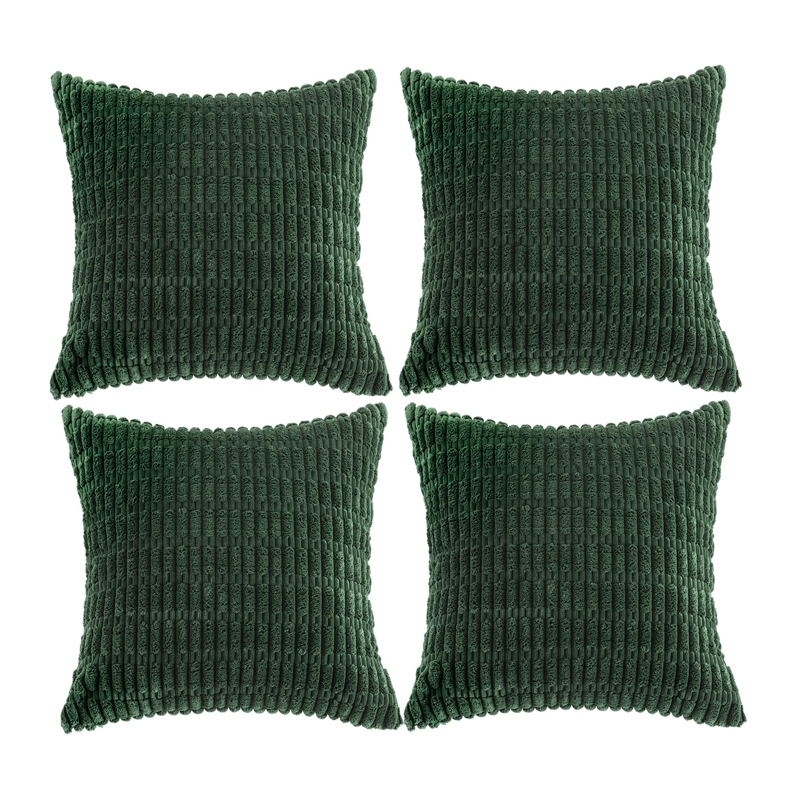 Fancy Homi 4 Packs Decorative Throw Pillow Covers for Living Room Couch Bed, Modern Farmhouse Boho Home Décor Accent Cushion Case, 18" x 18", Forest Green