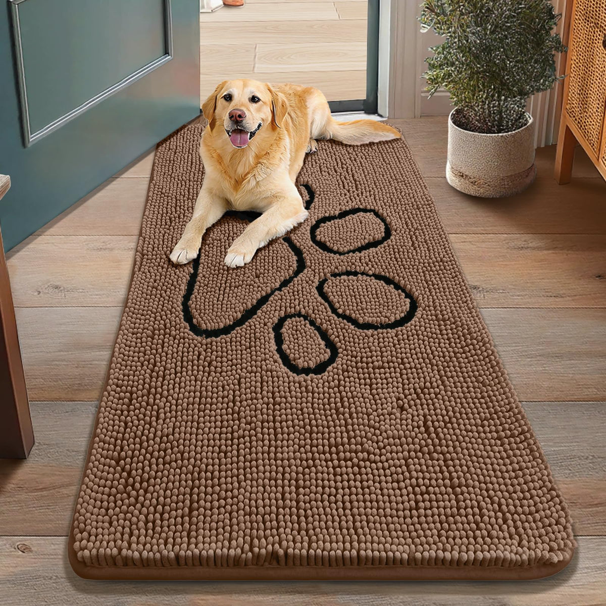 Smiry Dog Door Mat for Muddy Paws, Absorbent Non Slip Dirt Trapper, 48x30