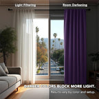Deconovo Blackout Curtains, Thermal Insulated, W42 x L72 2 Panels, Back Tab, Machine Washable, Room-Darkening Drapes for Bedroom/Living Room Purple Grape
