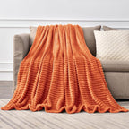 BEDELITE Ribbed Jacquard Burt Orange King Size Blanket for Bed, 108x90 Inch