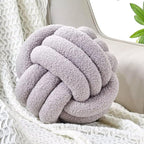 Uvvyui Knot Pillow Ball, Soft Home Decorative Pillows, Round Throw Pillow, Handmade Knotted Plush Pillow, Round Boucle Pillow Cushion (14 Inches Light Grey)