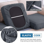 hyha Waterproof Sectional Couch Covers, Non Slip Sofa Couch Cushion Covers L Shape, Thick Stretch Jacquard Fabric, Washable Sofa Slipcovers with Elastic Bottom (1 Piece for Chaise XL, Grey)