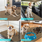 OLANLY Dog Door Mat for Muddy Paws 40x32, Paw Print Design, Absorbs Moisture and Dirt, Absorbent Non-Slip Washable Doormat, Quick Dry Chenille Mud Mat for Dogs, Entry Indoor Entryway Carpet, Tan