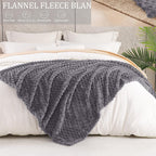 Exclusivo Mezcla 3D Fleece California King Blanket for Bed, Grey