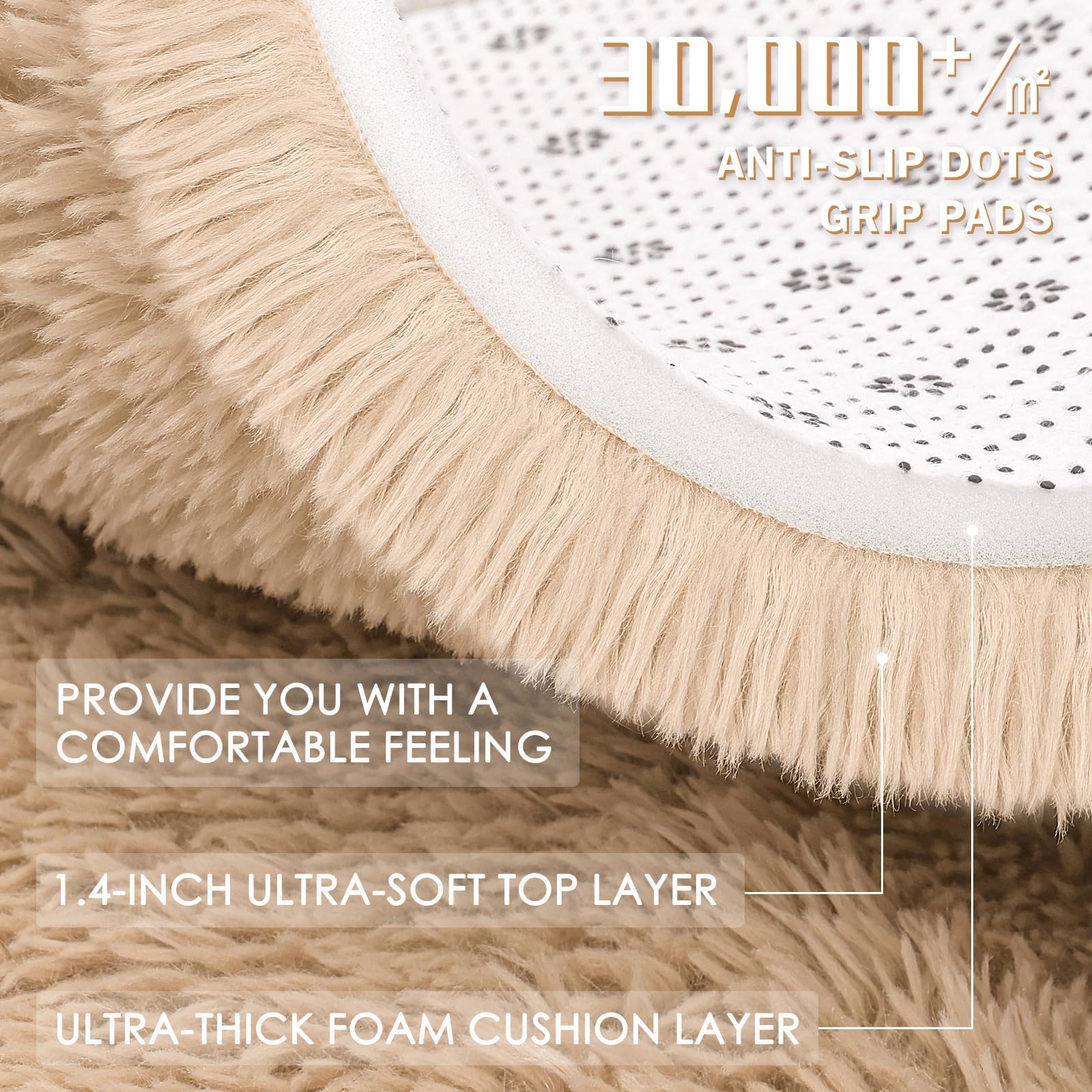 OLANLY 8x12 Machine Washable Large Area Rugs for Living Room, Bedroom, Soft Fluffy Shaggy Bedside Rug, Indoor Floor Carpet for Kids Girls and Boys, Dorms, Nursery, Home Decor Aesthetic, Beige