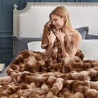 Cozy Bliss Cow Print Faux Fur Throw Blanket for Couch, Fuzzy Soft Plush Thick Bubble Blanket for Sofa Bedroom Living Room, 50x60 Inches