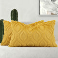 decorUhome Faux Fur Mustard Yellow Throw Pillow Covers 12x20 Set of 2